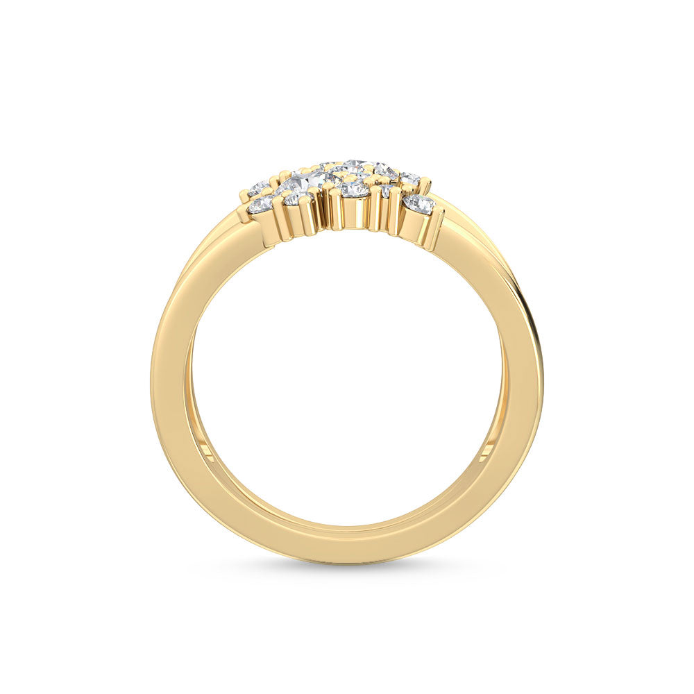 0.92ctw Round Brilliant Lab-Grown Diamond Negative Space Ring in 14k Yellow Gold