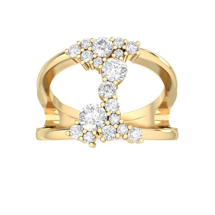 0.92ctw Round Brilliant Lab-Grown Diamond Negative Space Ring in 14k Yellow Gold