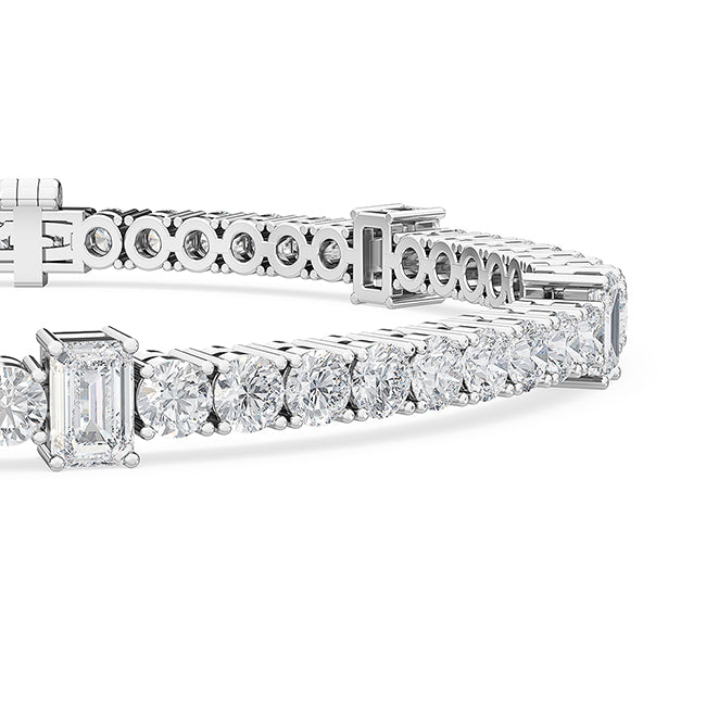 6.23ctw Round Brilliant & Emerald Cut Lab-Grown Diamond Station Tennis Bracelet in 14k White Gold