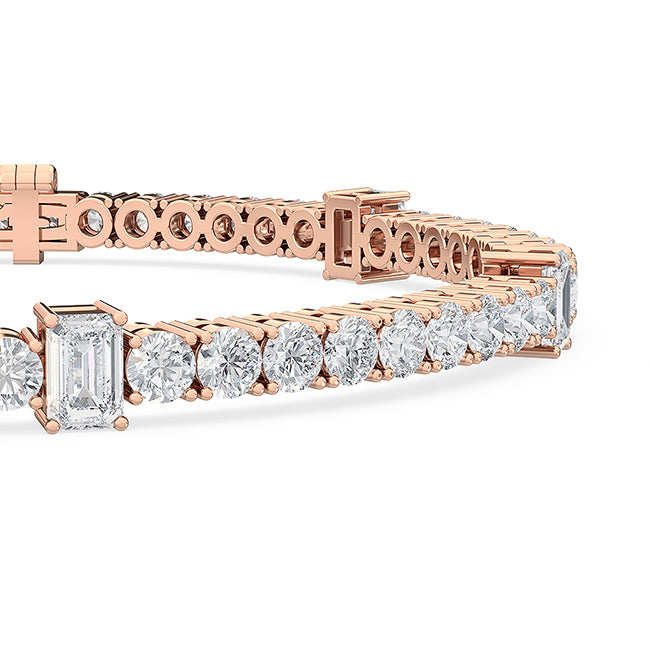 6.23ctw Round Brilliant & Emerald Cut Lab-Grown Diamond Station Tennis Bracelet in 14k Rose Gold