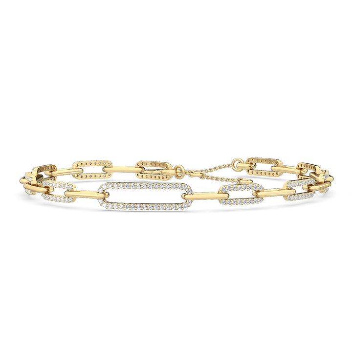 1.03ctw Lab-Grown Diamond Paper Clip Link Bracelet in 14kt Yellow Gold