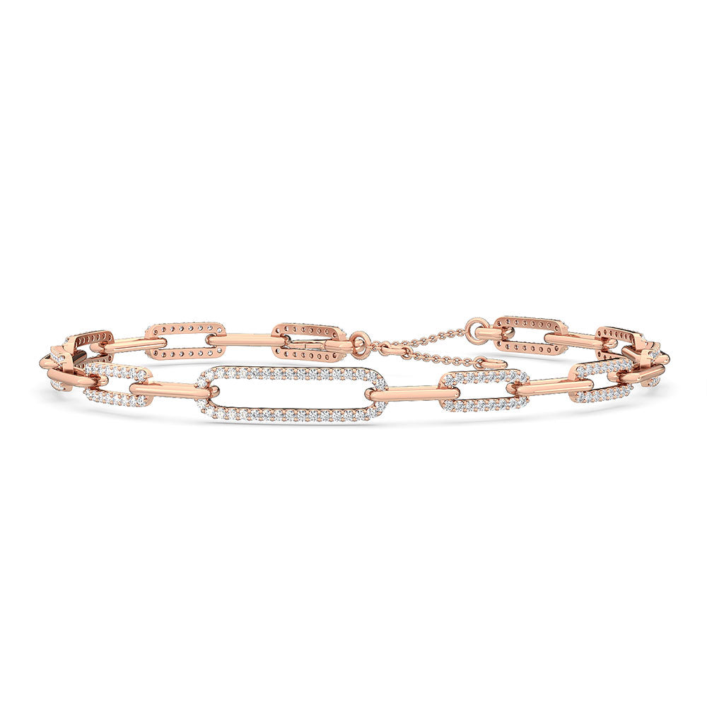 1.03ctw Lab-Grown Diamond Paper Clip Link Bracelet in 14kt Rose Gold