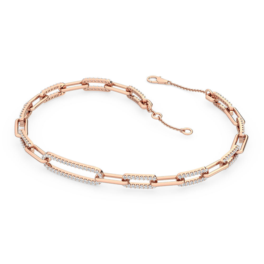 1.03ctw Lab-Grown Diamond Paper Clip Link Bracelet in 14kt Rose Gold