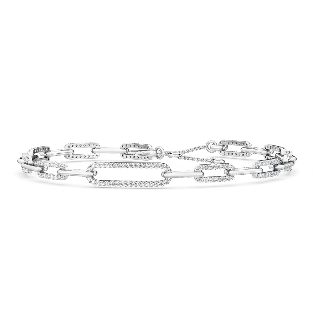 1.03ctw Lab-Grown Diamond Paper Clip Link Bracelet in 14kt White Gold