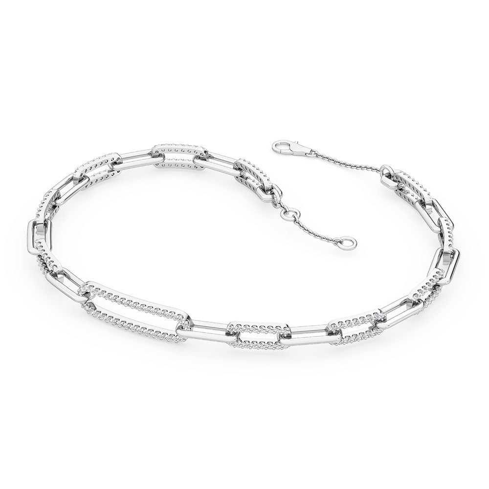 1.03ctw Lab-Grown Diamond Paper Clip Link Bracelet in 14kt White Gold