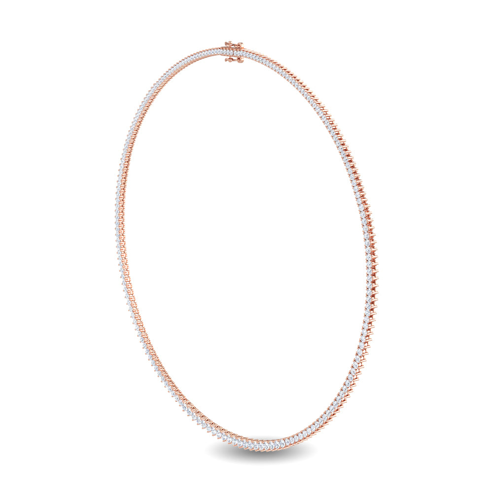 10ctw Round Brilliant Lab-Grown Diamond Tennis Necklace in 14k Rose Gold