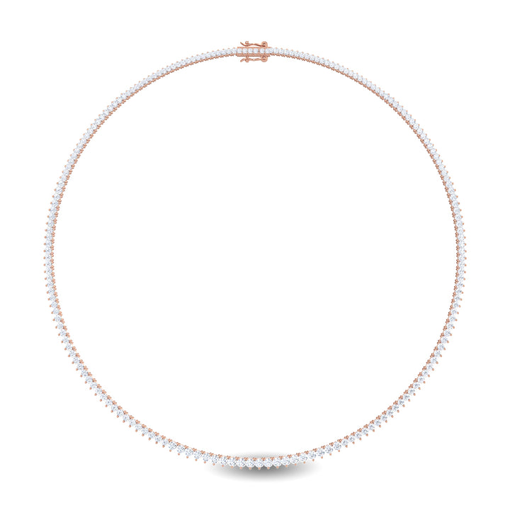 10ctw Round Brilliant Lab-Grown Diamond Tennis Necklace in 14k Rose Gold