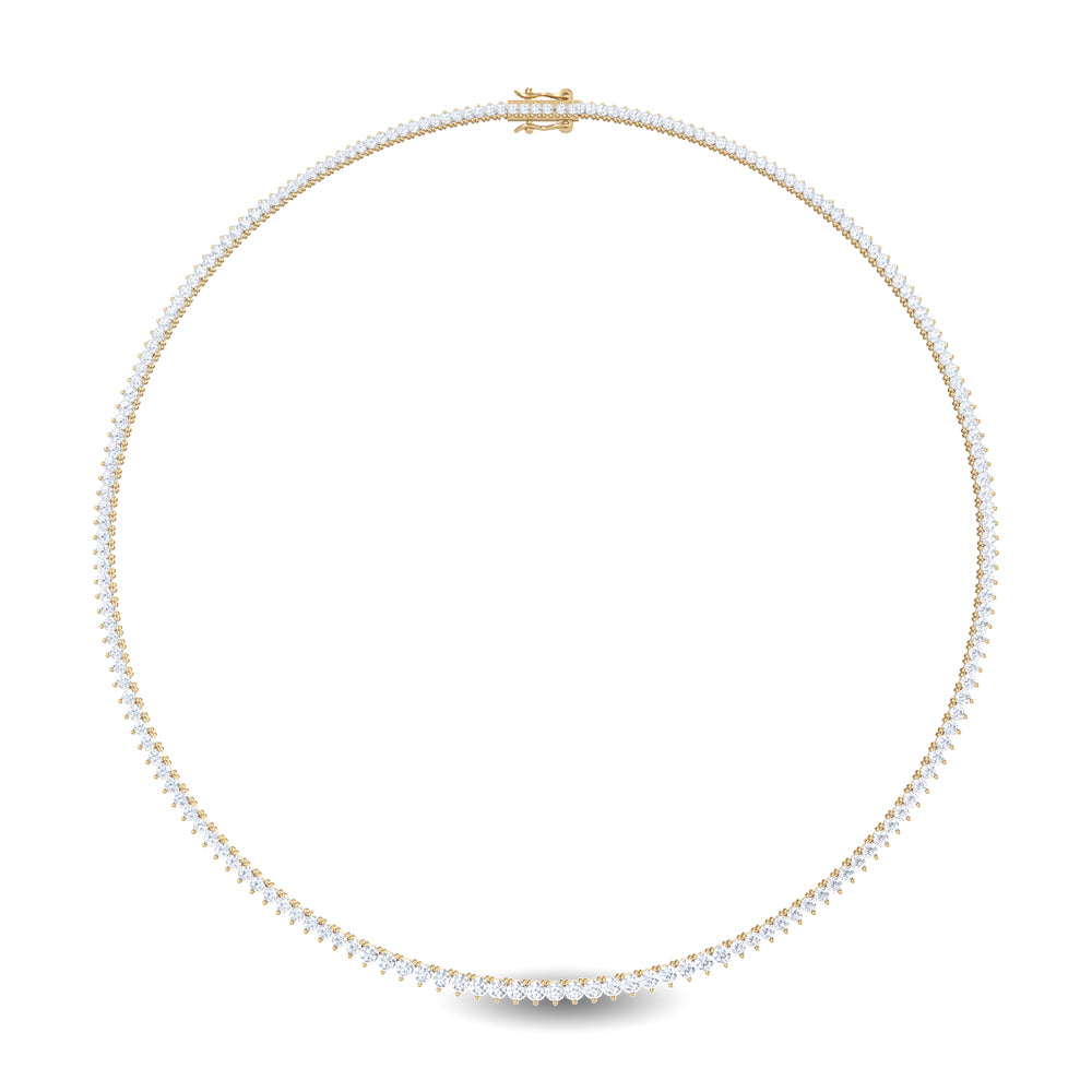 10ctw Round Brilliant Lab-Grown Diamond Tennis Necklace in 14k Yellow Gold