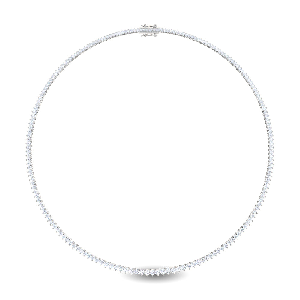 10ctw Round Brilliant Lab-Grown Diamond Tennis Necklace in 14k White Gold