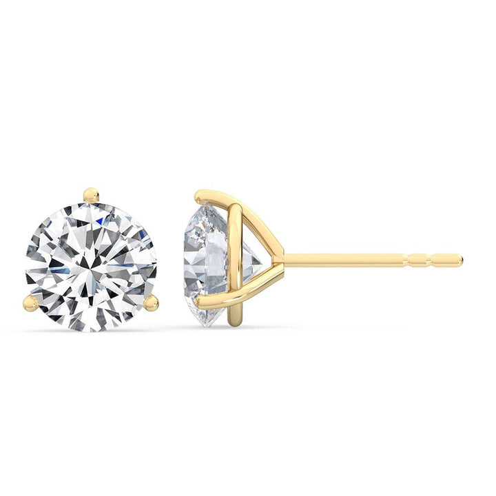 3.06ctw Round Brilliant Lab Grown Diamond Stud Earrings in 14k Yellow Gold