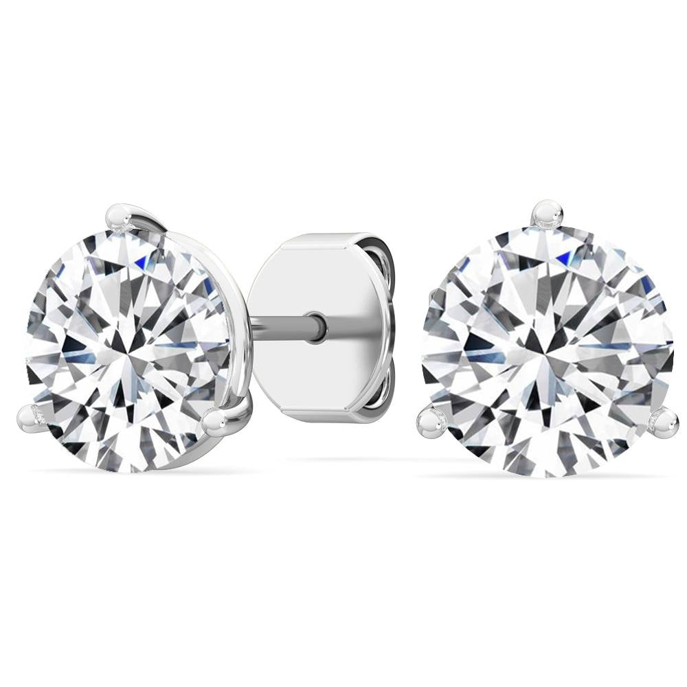 3.06ctw Round Brilliant Lab Grown Diamond Stud Earrings in 14k White Gold