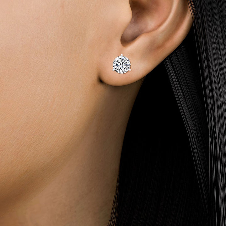 3.06ctw Round Brilliant Lab Grown Diamond Stud Earrings in 14k White Gold