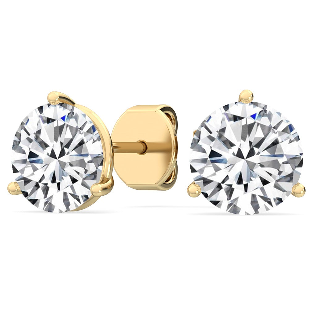 2ctw Round Brilliant Lab-Grown Diamond Stud Earrings in 14 Karat Yellow Gold