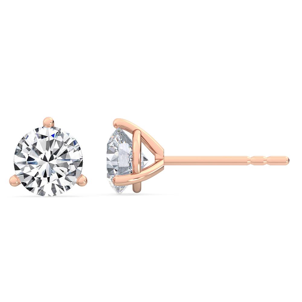 1ctw Round Brilliant Lab-Grown Diamond Stud Earrings in 14k Rose Gold