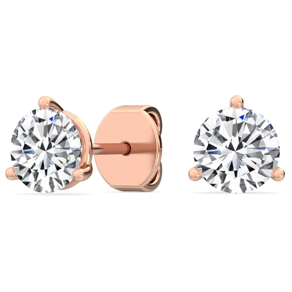 1ctw Round Brilliant Lab-Grown Diamond Stud Earrings in 14k Rose Gold