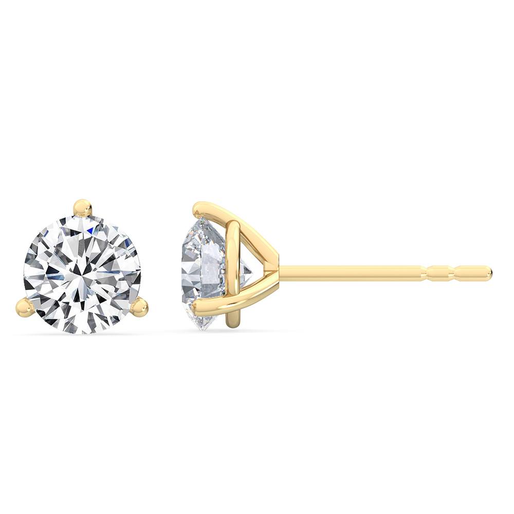 1ctw Round Brilliant Lab-Grown Diamond Stud Earrings in 14k Yellow Gold