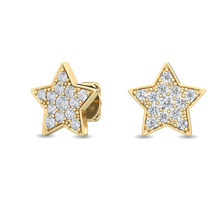 0.42ctw Round Brilliant Pavé Lab-Grown Diamond Star Stud Earrings in 14k Yellow Gold