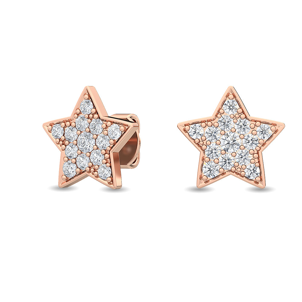 0.42ctw Round Brilliant Pavé Lab-Grown Diamond Star Stud Earrings in 14k Rose Gold