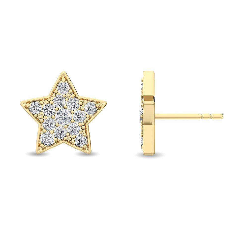 0.42ctw Round Brilliant Pavé Lab-Grown Diamond Star Stud Earrings in 14k yellow Gold