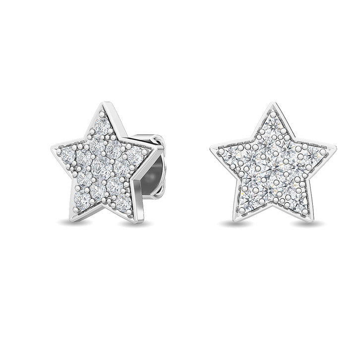 0.42ctw Round Brilliant Pavé Lab-Grown Diamond Star Stud Earrings in 14k White Gold