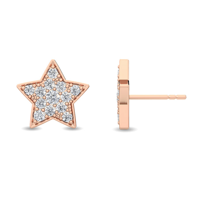 0.42ctw Round Brilliant Pavé Lab-Grown Diamond Star Stud Earrings in 14k Rose Gold