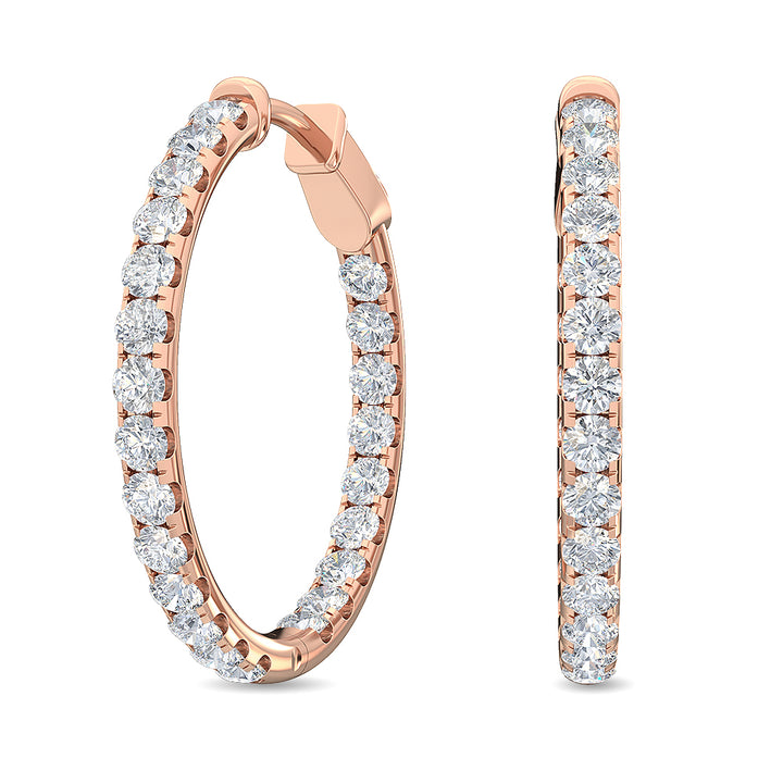 2.01ctw Lab-Grown Diamond Inside-Out Hoop Earrings in 14kt Rose Gold