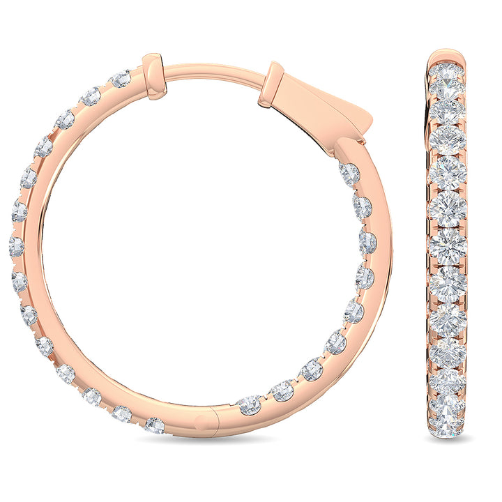 2.01ctw Lab-Grown Diamond Inside-Out Hoop Earrings in 14kt Rose Gold