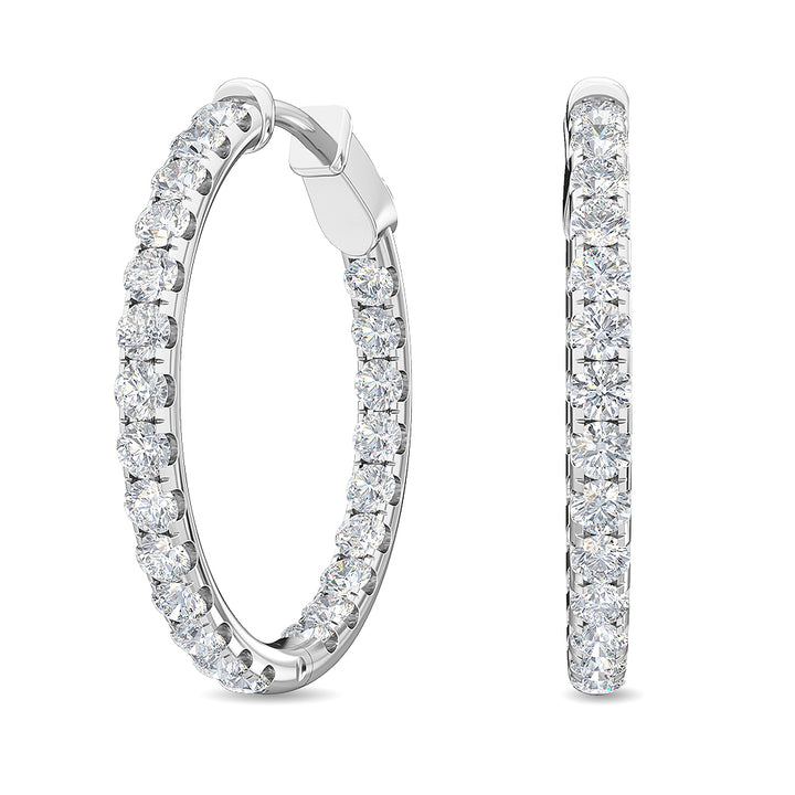 2.01ctw Lab-Grown Diamond Inside-Out Hoop Earrings in 14kt White Gold