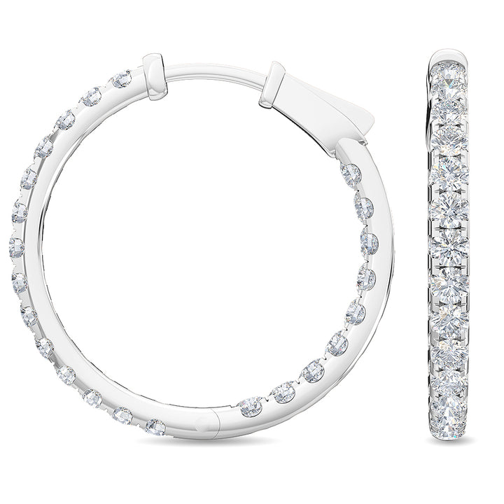 2.01ctw Lab-Grown Diamond Inside-Out Hoop Earrings in 14kt White Gold