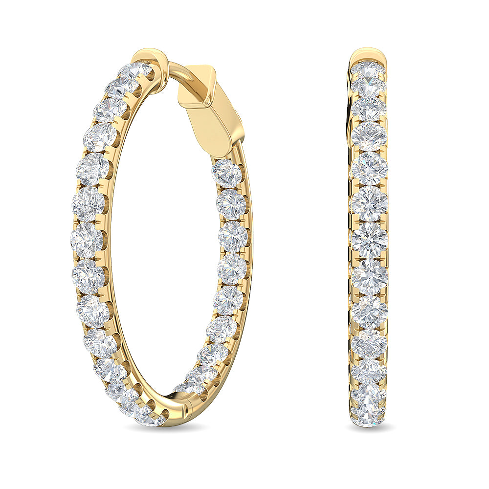 2.01ctw Lab-Grown Diamond Inside-Out Hoop Earrings in 14kt Yellow Gold
