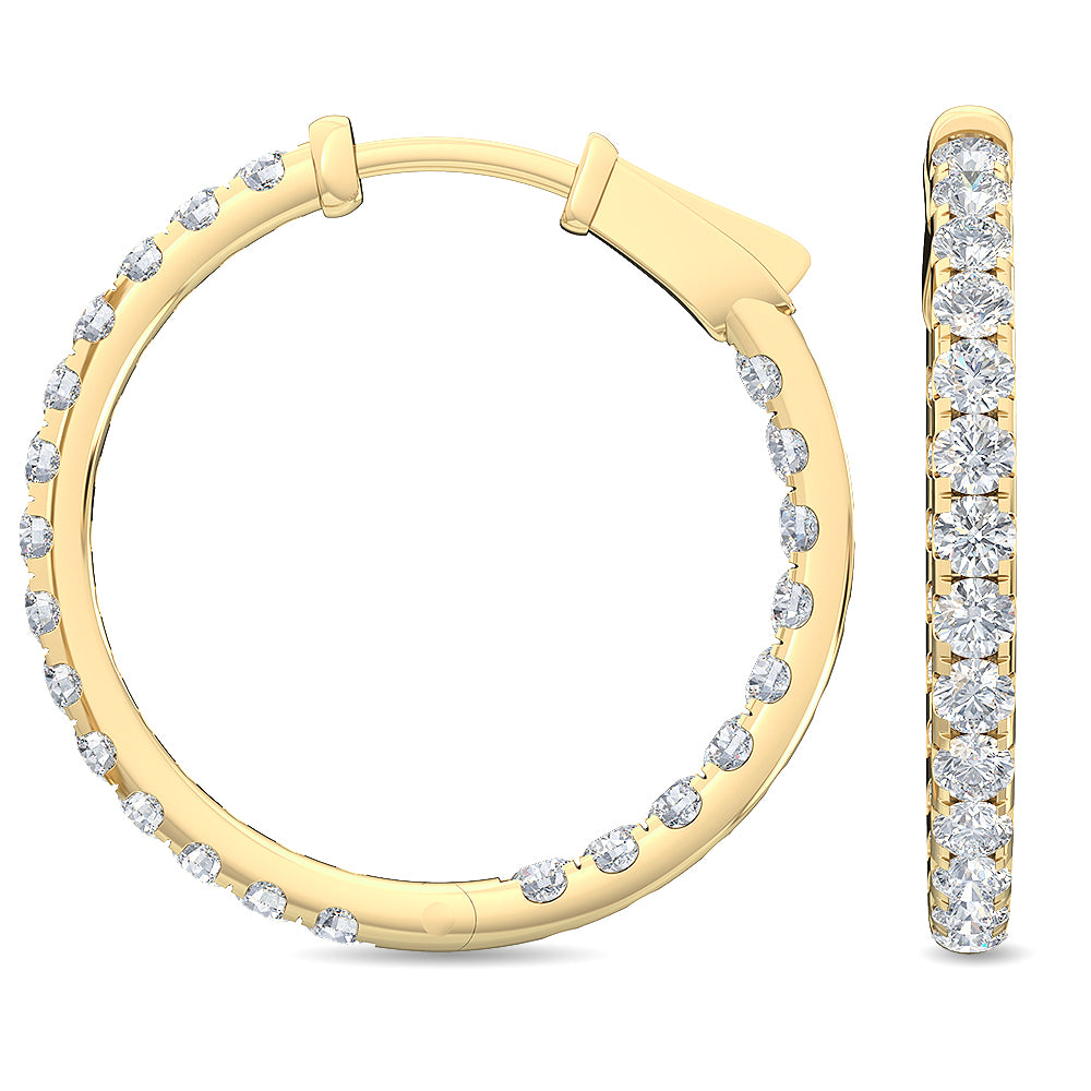 2.01ctw Lab-Grown Diamond Inside-Out Hoop Earrings in 14kt Yellow Gold