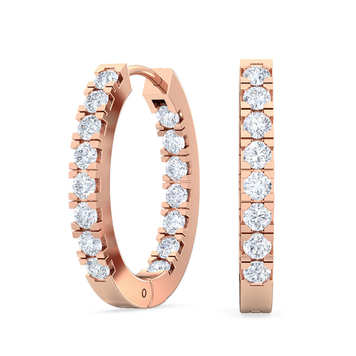 0.50ctw Lab-Grown Diamond Inside-Out Hoop Earrings in 14kt Rose Gold