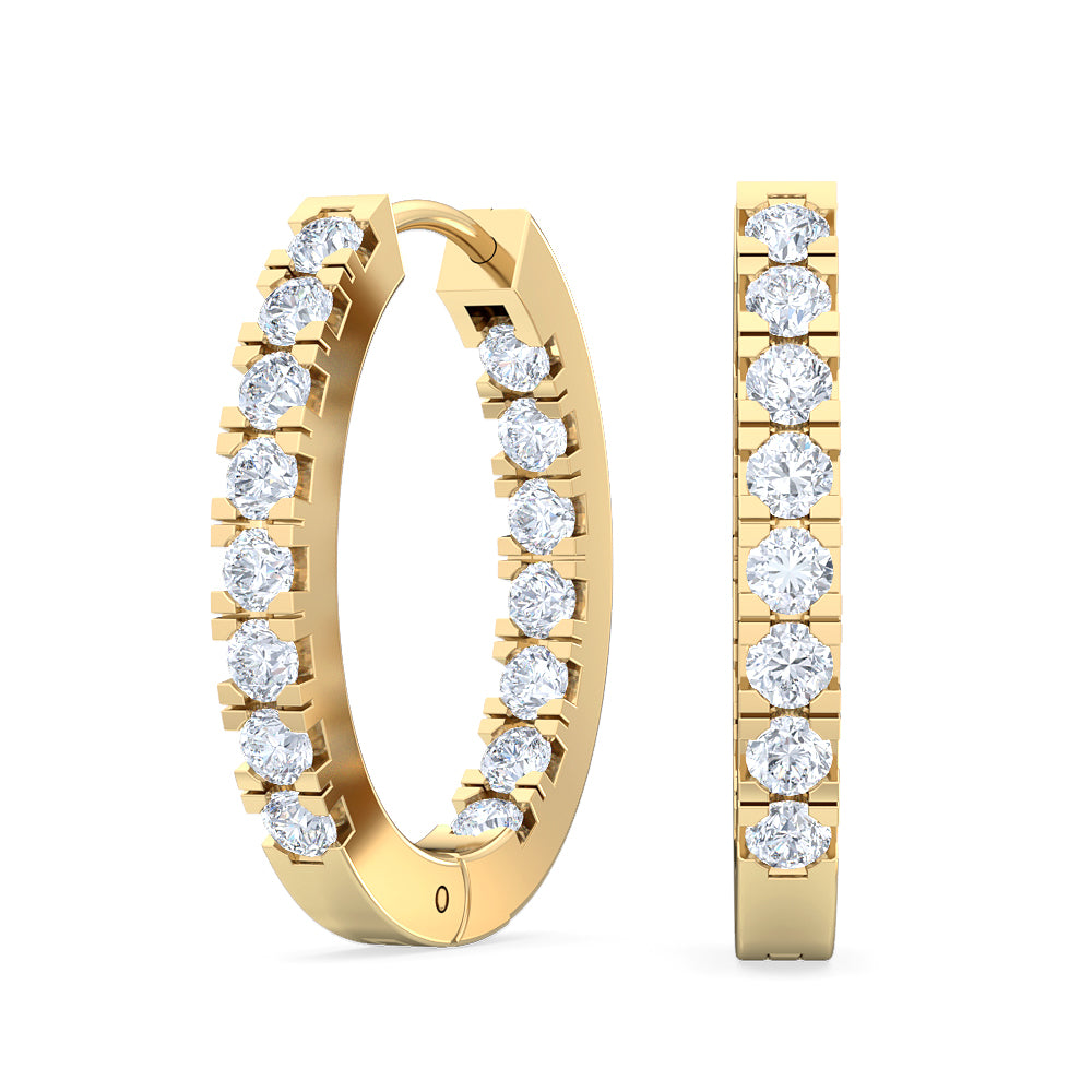 0.50ctw Lab-Grown Diamond Inside-Out Hoop Earrings in 14kt Yellow Gold