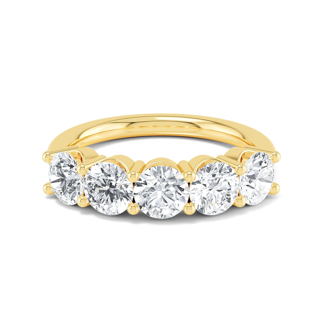 2.01ctw Round Brilliant Lab-Grown Diamond 5-Stone Wedding Band in 14k Yellow Gold