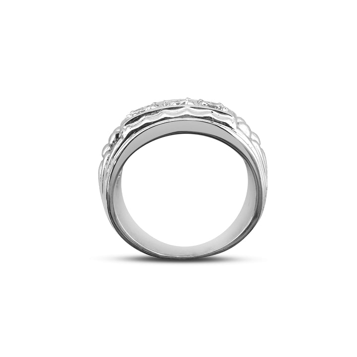 0.90ctw 3-Stone Diamond Men's Ring in 14k White Gold