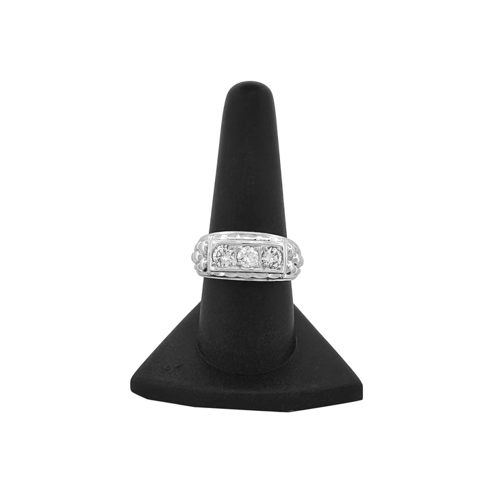 0.90ctw 3-Stone Diamond Men's Ring in 14k White Gold