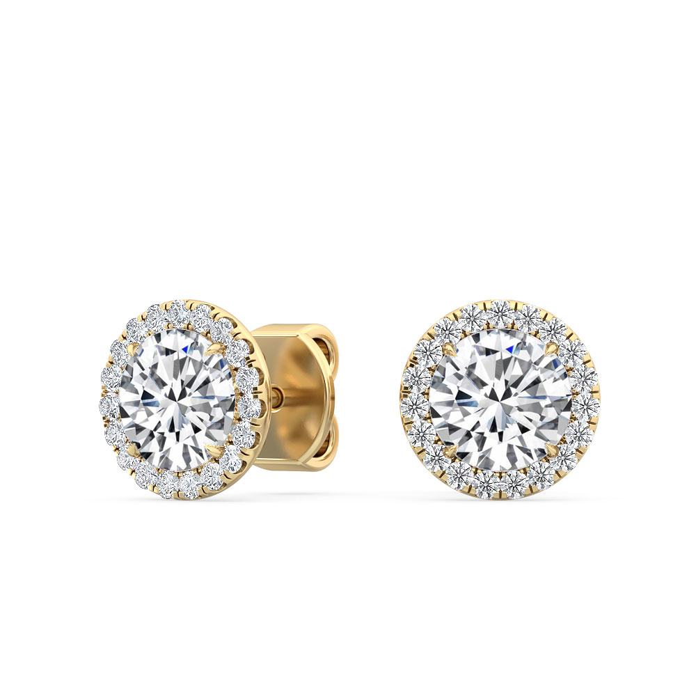 1.17ctw Round Brilliant Cut Halo Lab-Grown Diamond Stud Earrings in 14k Yellow Gold