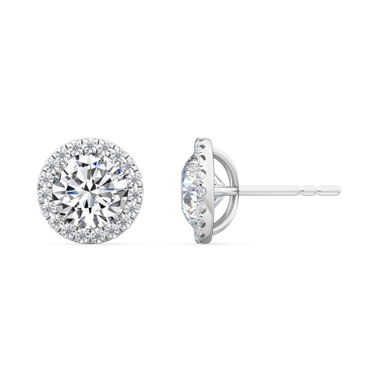 1.17ctw Round Brilliant Cut Halo Lab-Grown Diamond Stud Earrings in 14k White Gold