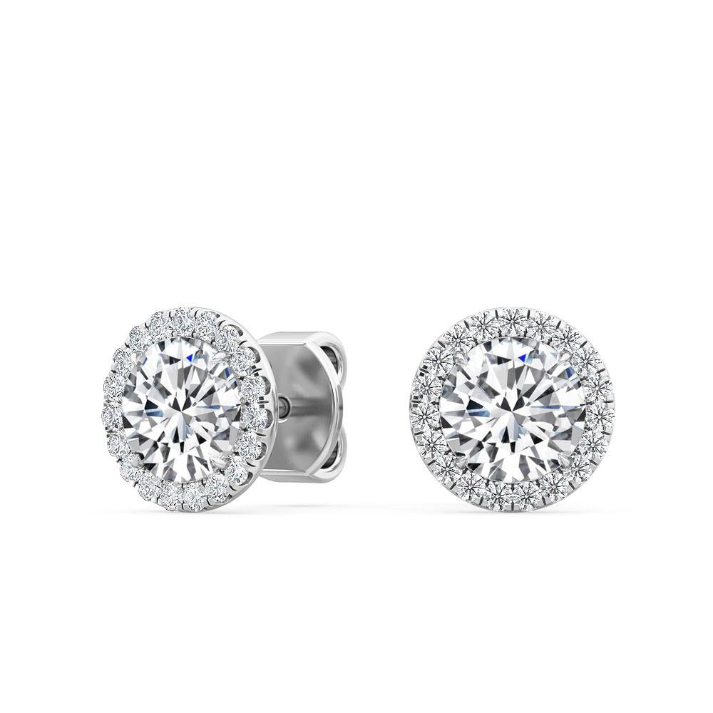 1.17ctw Round Brilliant Cut Halo Lab-Grown Diamond Stud Earrings in 14k White Gold