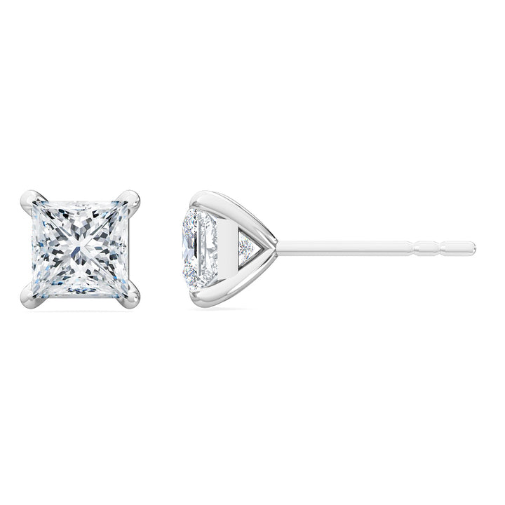 IGI Graded 2.12ctw Princess Lab-Grown Diamond Stud Earrings in 14 Karat White Gold