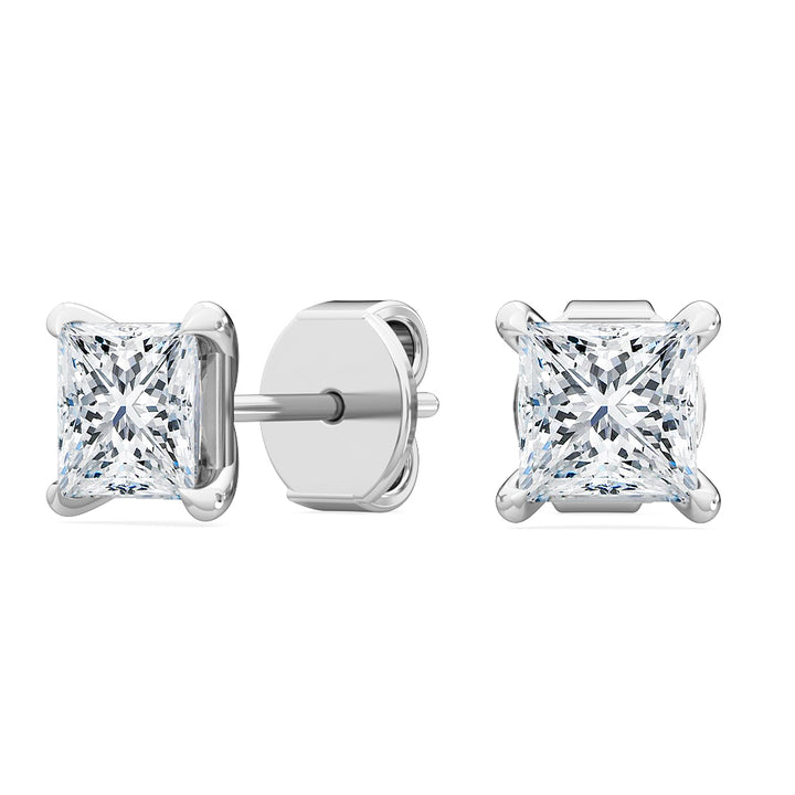 IGI Graded 2.12ctw Princess Lab-Grown Diamond Stud Earrings in 14 Karat White Gold