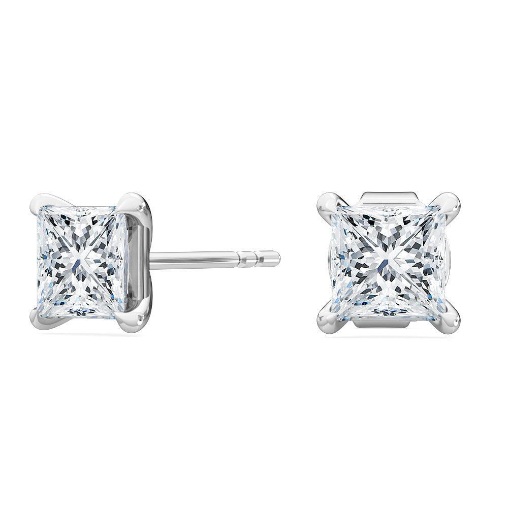 IGI Graded 2.12ctw Princess Lab-Grown Diamond Stud Earrings in 14 Karat White Gold