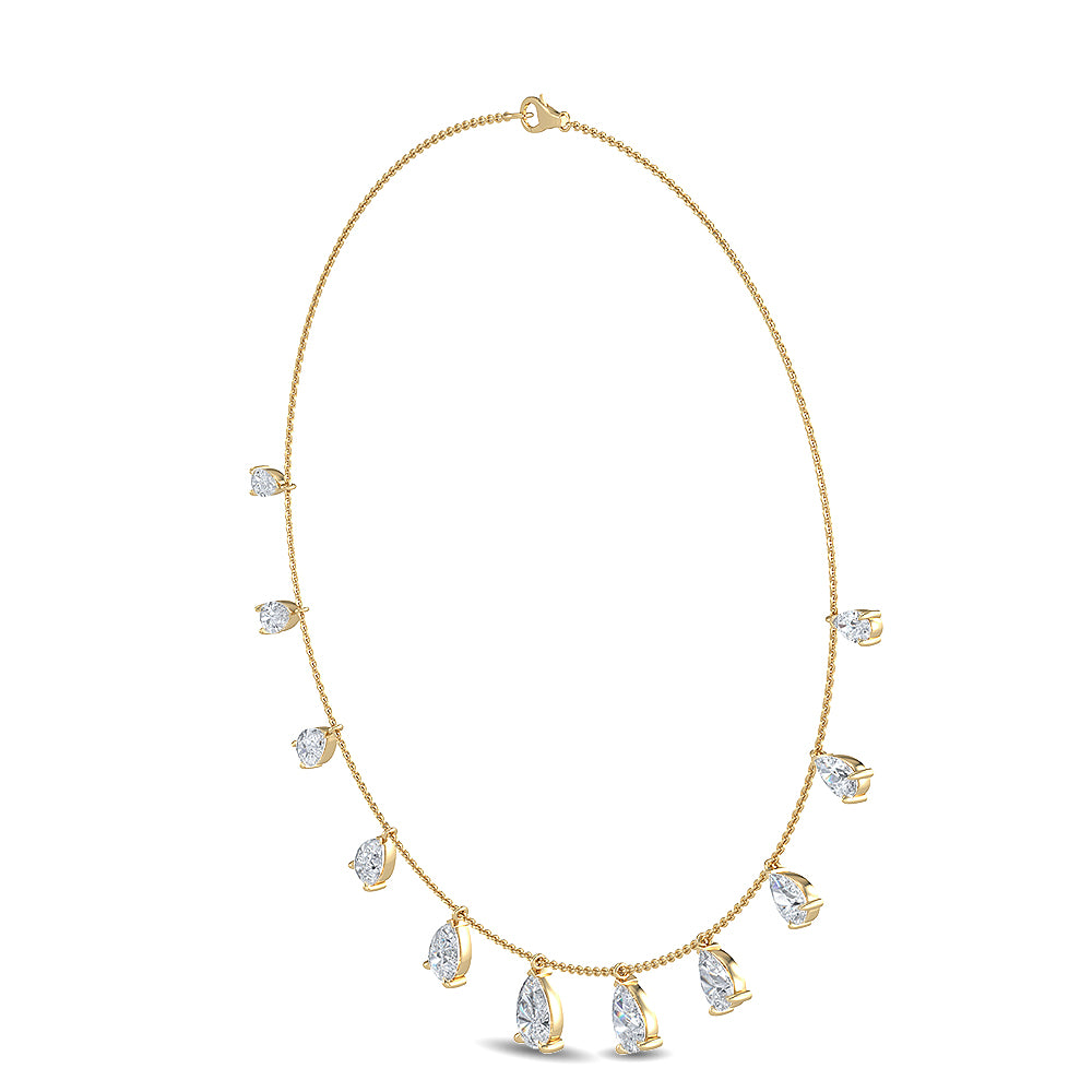 4.21ctw Pear Cut Lab-Grown Diamond Station Necklace in 14k Yellow Gold