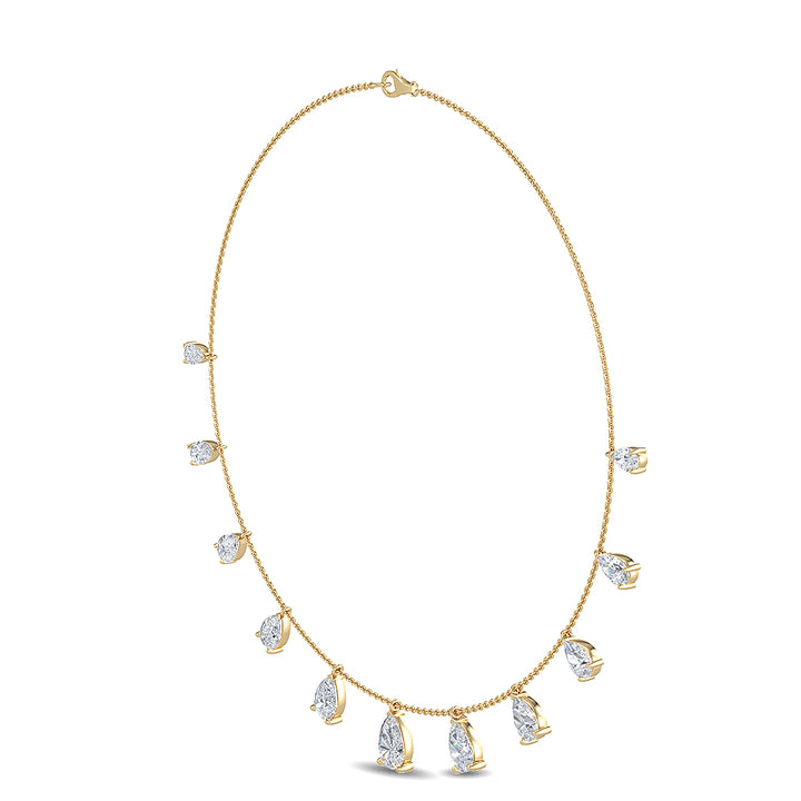 4.21ctw Pear Cut Lab-Grown Diamond Station Necklace in 14k Yellow Gold