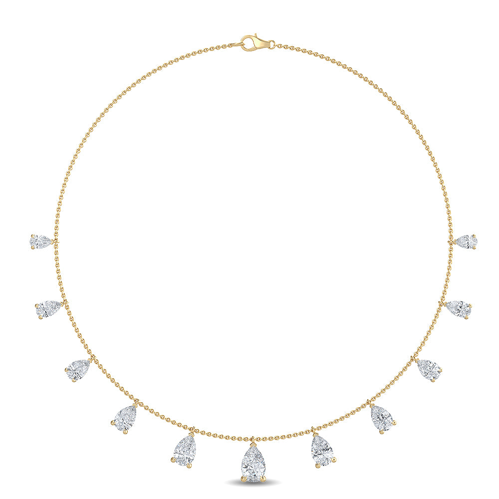 4.21ctw Pear Cut Lab-Grown Diamond Station Necklace in 14k Yellow Gold