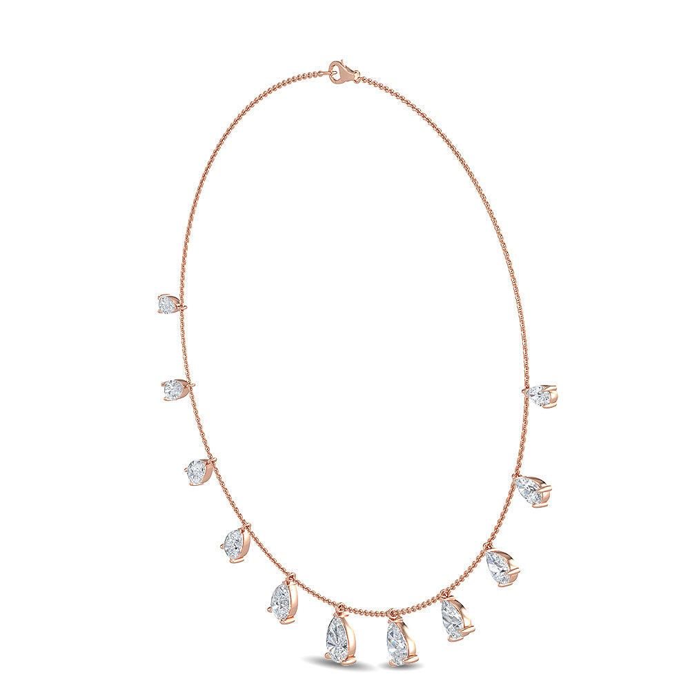 4.21ctw Pear Cut Lab-Grown Diamond Station Necklace in 14k Rose Gold