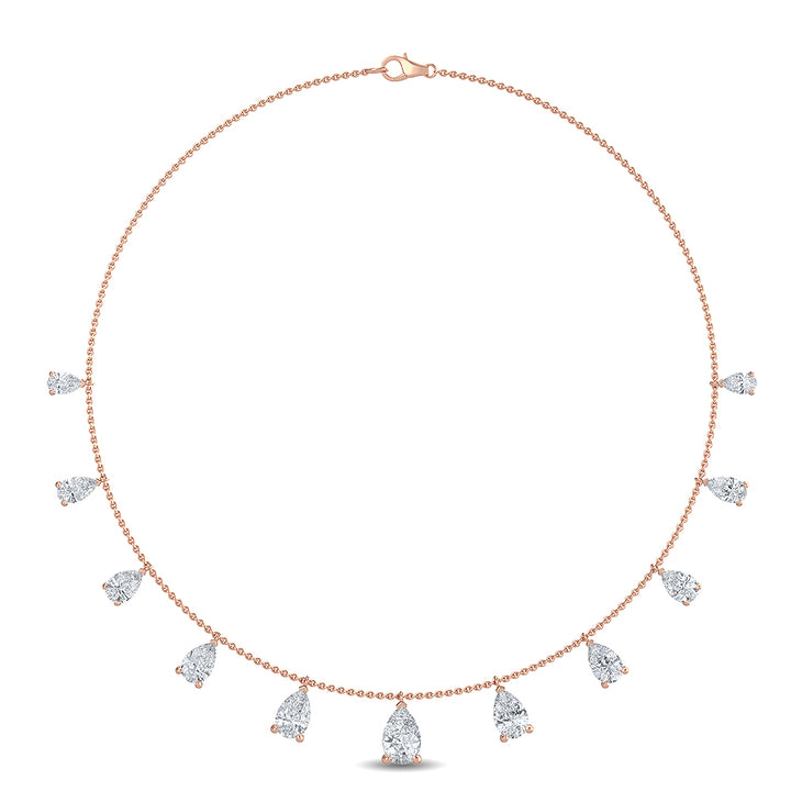 4.21ctw Pear Cut Lab-Grown Diamond Station Necklace in 14k Rose Gold