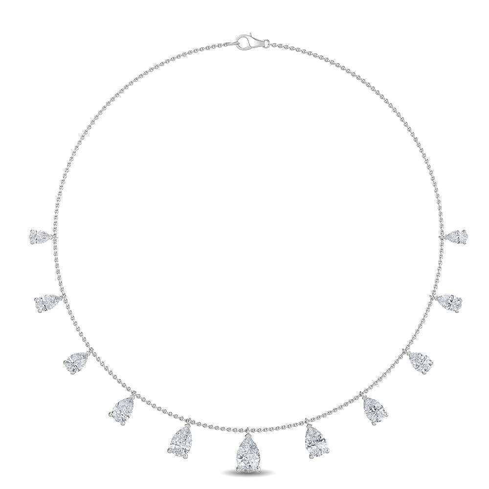 4.21ctw Pear Cut Lab-Grown Diamond Station Necklace in 14k White Gold