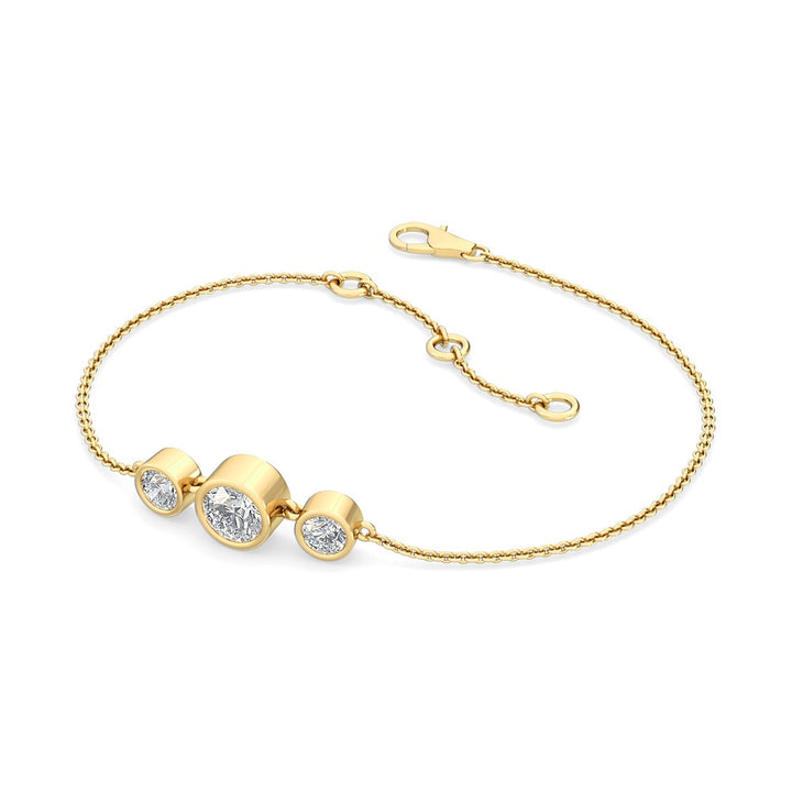 0.54ctw Round Brilliant Lab-Grown Diamond 3-Stone Bracelet in 14k Yellow Gold