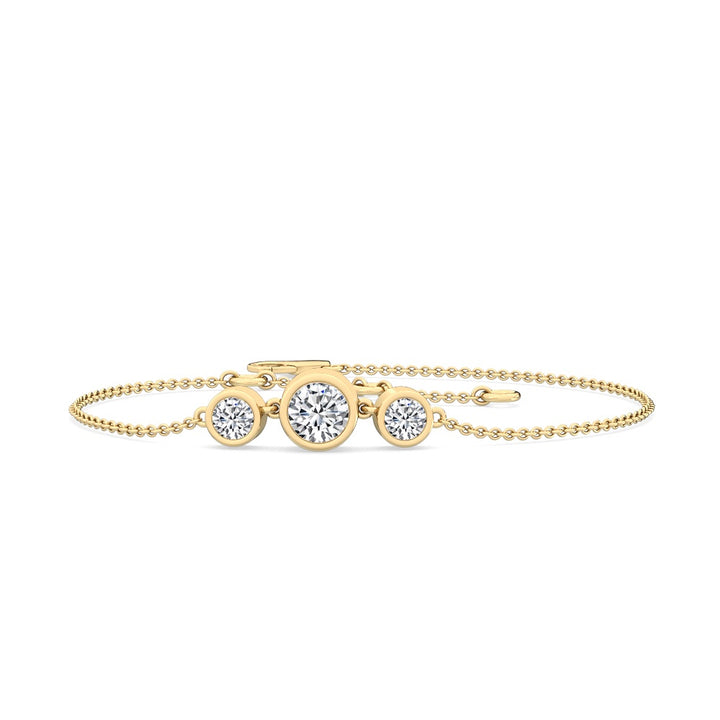 0.54ctw Round Brilliant Lab-Grown Diamond 3-Stone Bracelet in 14k Yellow Gold